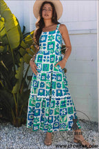 Multicolour Floral Maxi Sundress with Ricrac Trim