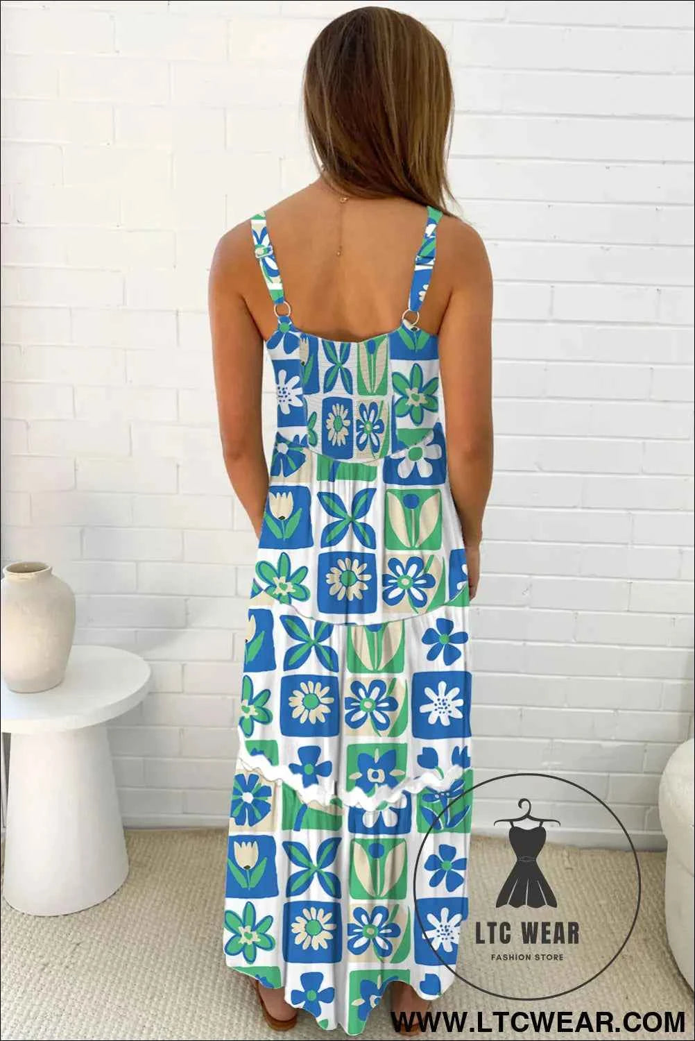 Multicolour Floral Maxi Sundress with Ricrac Trim