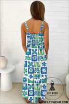 Multicolour Floral Maxi Sundress with Ricrac Trim