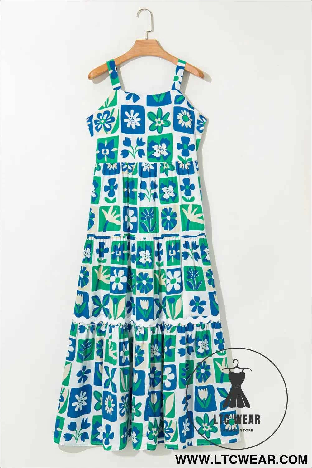 Multicolour Floral Maxi Sundress with Ricrac Trim
