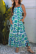 Multicolour Floral Maxi Sundress with Ricrac Trim