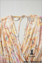 Multicolour Geometric Print Half Sleeve Shirred High Waist Maxi Dress