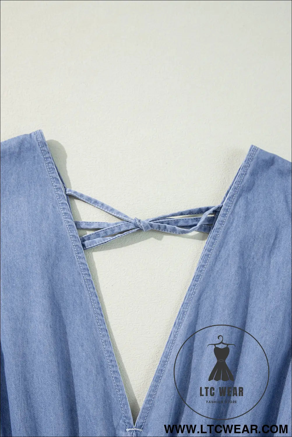 Myosotis chambray deep v neck bracelet sleeve maxi dress - 15%