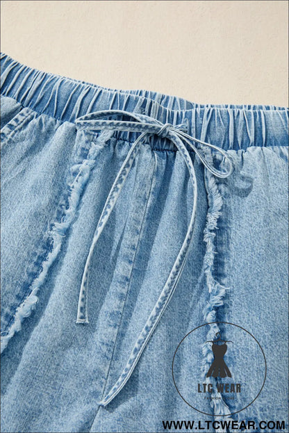Myosotis Frayed Edge Casual Denim Shorts - L.T.C Wear Online Fashion Store
