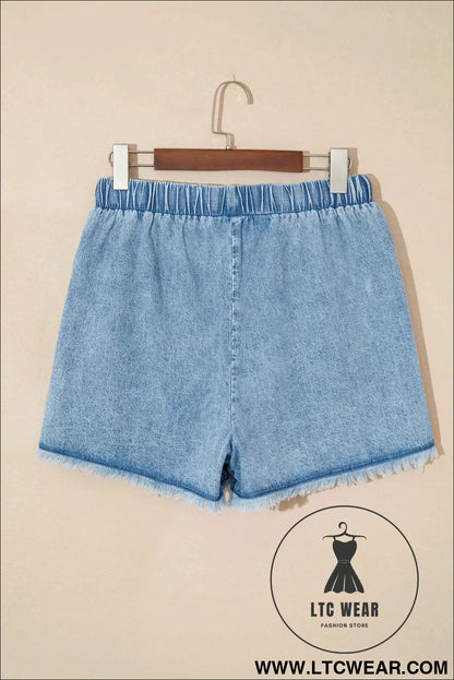 Myosotis Frayed Edge Casual Denim Shorts