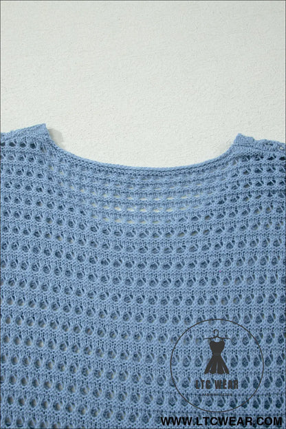 Myosotis Long Sleeve Crochet Knit Sweater Round Neck Loose Fit Casual Pullover - L.T.C Wear Online Fashion Store
