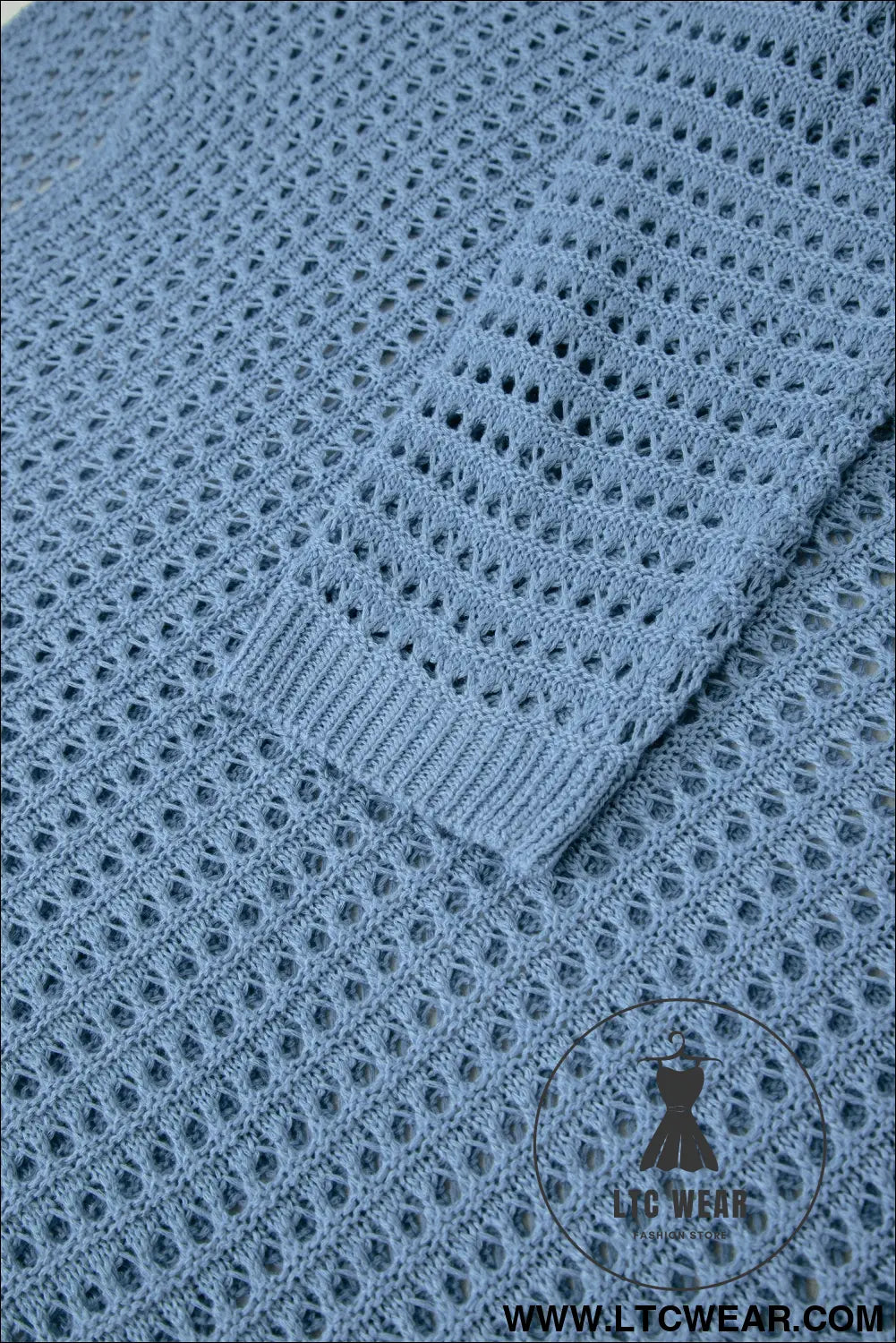 Myosotis Long Sleeve Crochet Knit Sweater Round Neck Loose Fit Casual Pullover - L.T.C Wear Online Fashion Store