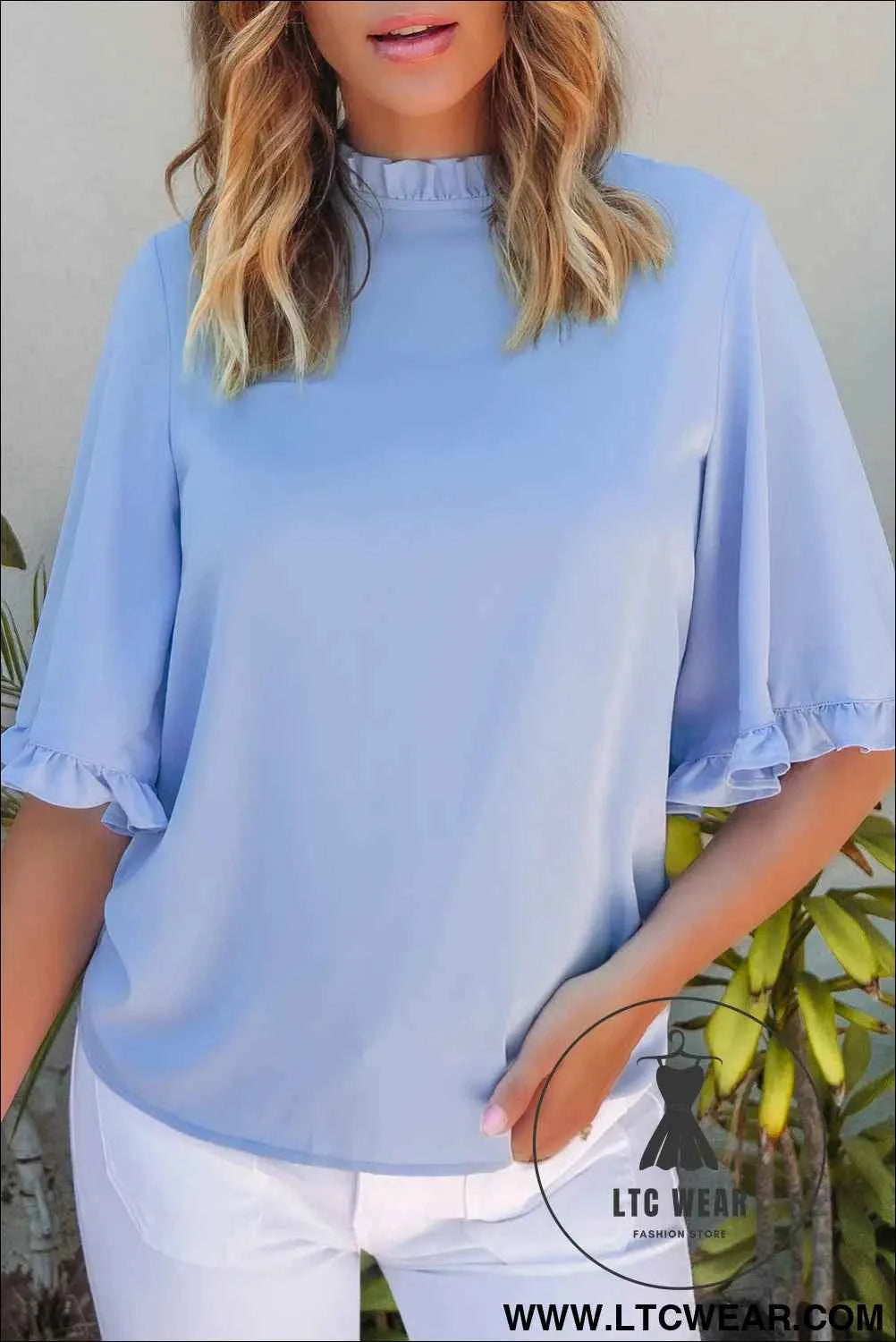 Myosotis Ruffled Bell Sleeve Loose Blouse