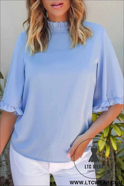 Myosotis Ruffled Bell Sleeve Loose Blouse