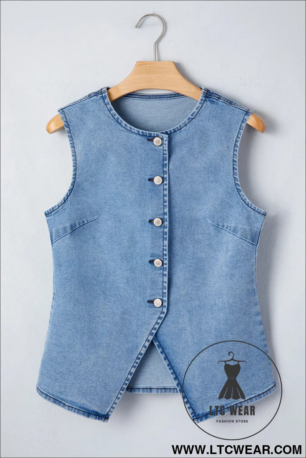 Myosotis slit denim vest: classic meets contemporary - vests