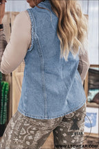 Myosotis slit denim vest: classic meets contemporary - vests