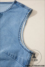 Myosotis slit denim vest: classic meets contemporary - vests