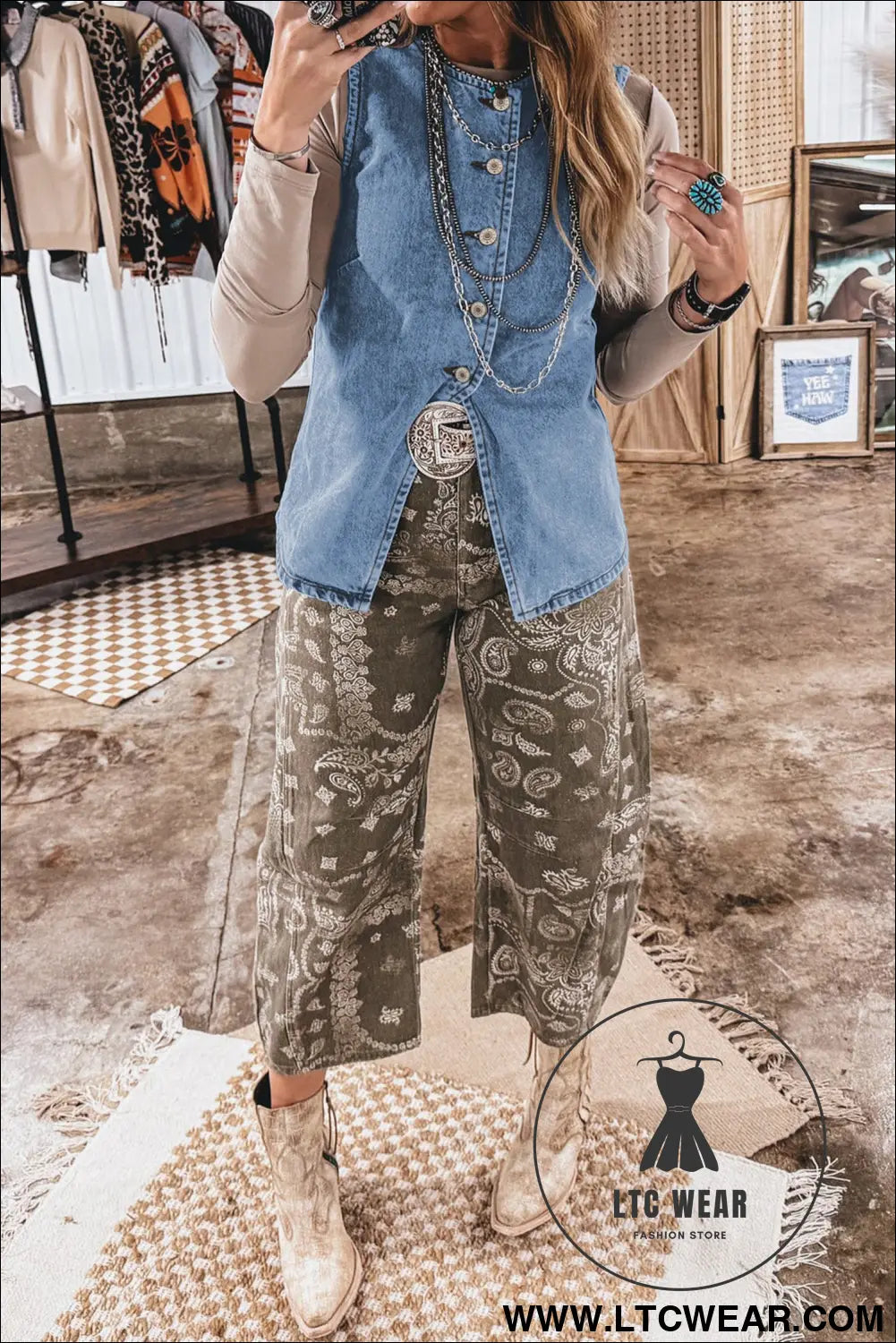 Myosotis slit denim vest: classic meets contemporary - vests