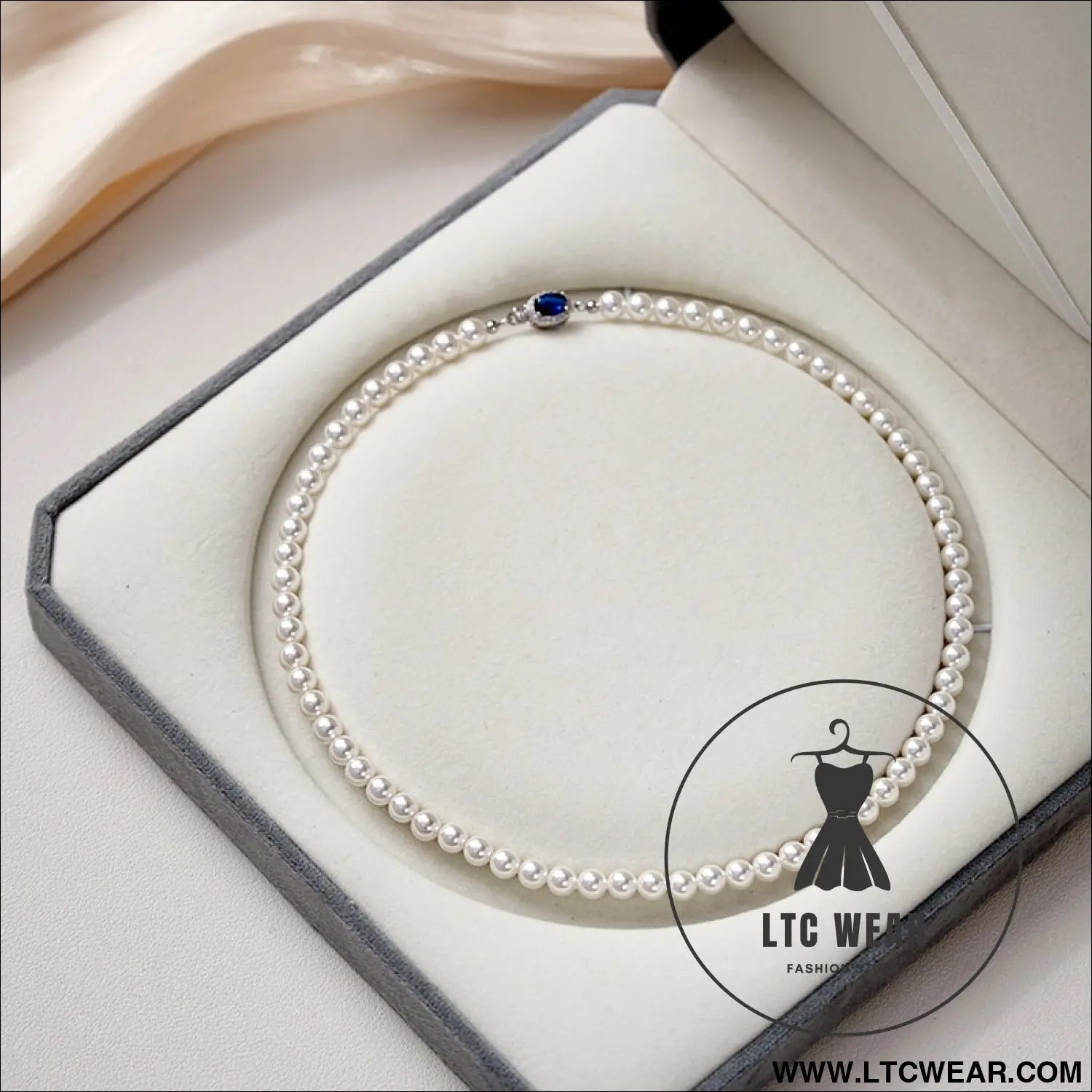 Natural mother-of-pearl pearl necklace silver blue gem clasp high luster premium quality pearl australian white