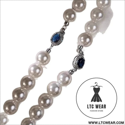 Natural mother-of-pearl pearl necklace silver blue gem clasp high luster premium quality pearl australian white necklace
