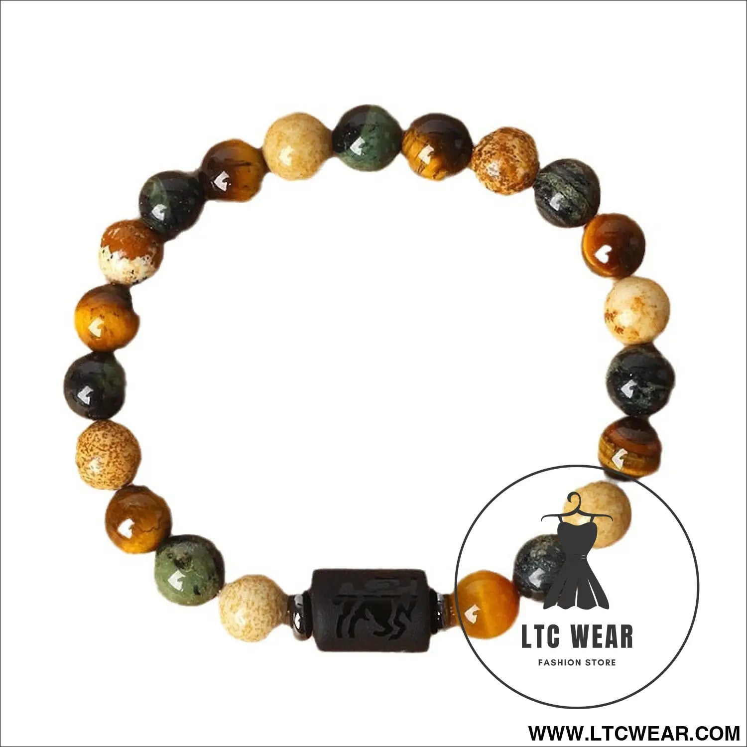 Natural stone beaded tiger eye picture stone bracelet zodiac bracelet