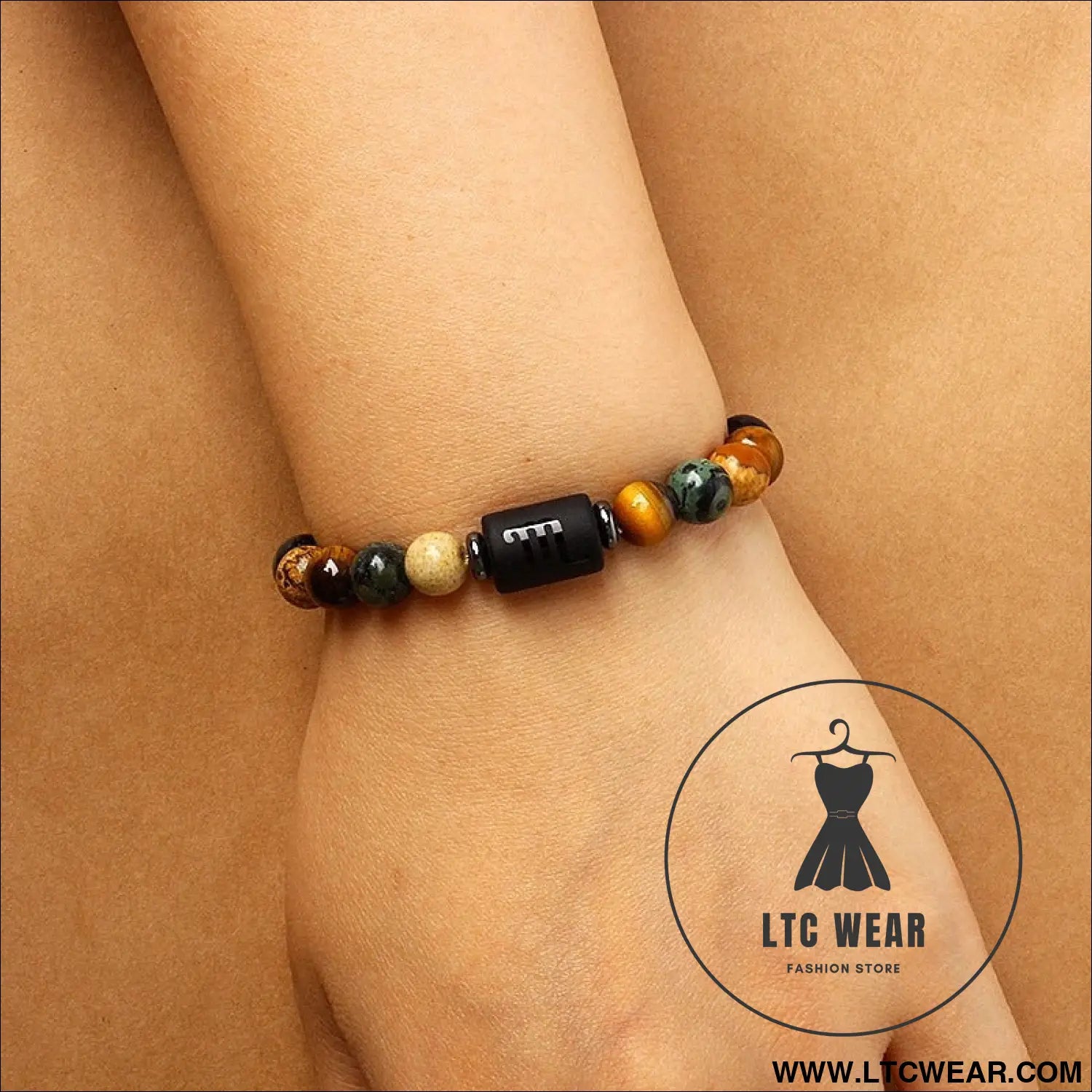Natural stone beaded tiger eye picture stone bracelet zodiac bracelet