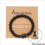 Natural stone beaded tiger eye picture stone bracelet zodiac bracelet - aquarius (with card)