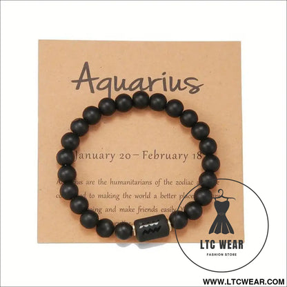 Natural stone beaded tiger eye picture stone bracelet zodiac bracelet - aquarius (with card)