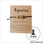 Natural stone beaded tiger eye picture stone bracelet zodiac bracelet - aquarius (card style)