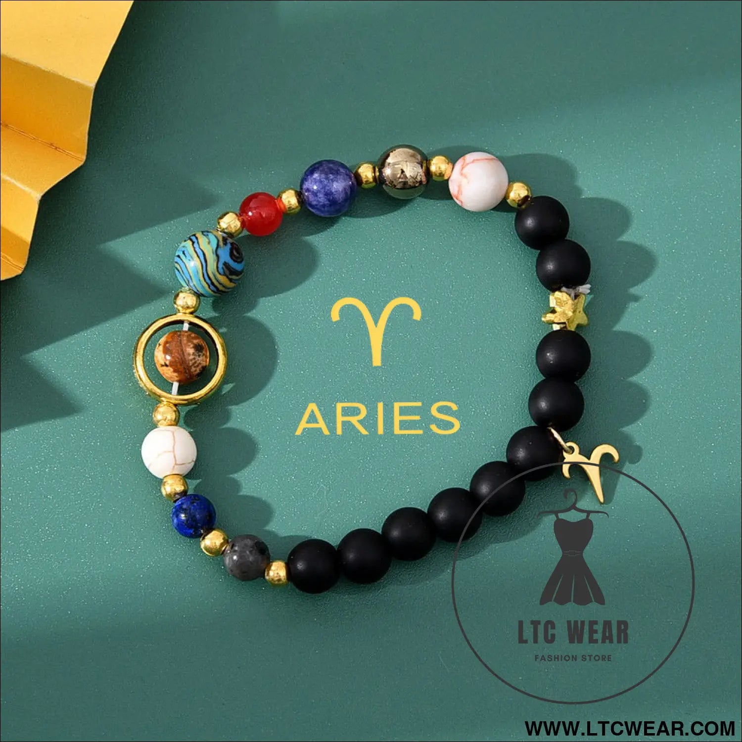 Natural stone beaded tiger eye picture stone bracelet zodiac bracelet - aries