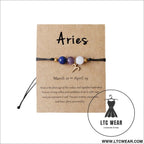 Natural stone beaded tiger eye picture stone bracelet zodiac bracelet - aries (card style)