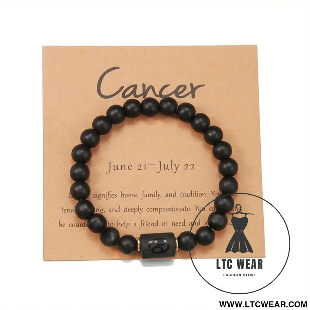 Natural stone beaded tiger eye picture stone bracelet zodiac bracelet - cancer (with card)