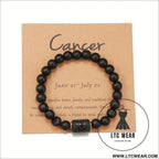 Natural stone beaded tiger eye picture stone bracelet zodiac bracelet - cancer (with card)