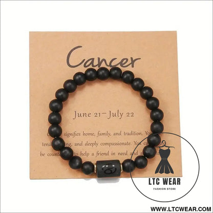 Natural stone beaded tiger eye picture stone bracelet zodiac bracelet - cancer (with card)