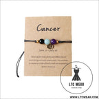 Natural stone beaded tiger eye picture stone bracelet zodiac bracelet - cancer (card design)