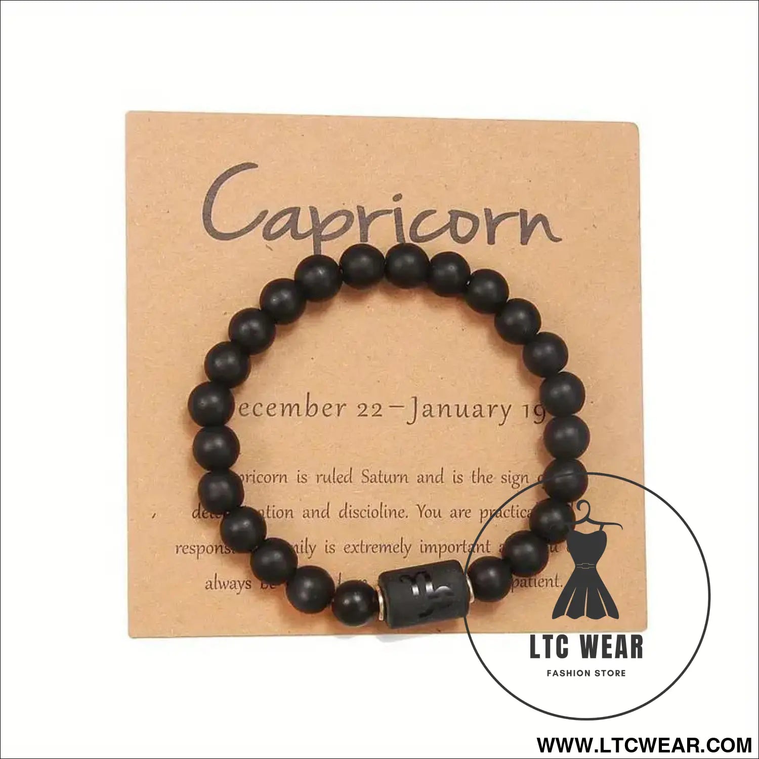 Natural stone beaded tiger eye picture stone bracelet zodiac bracelet - capricorn (with card)