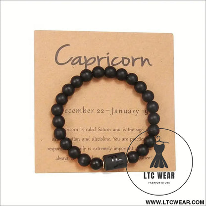 Natural stone beaded tiger eye picture stone bracelet zodiac bracelet - capricorn (with card)