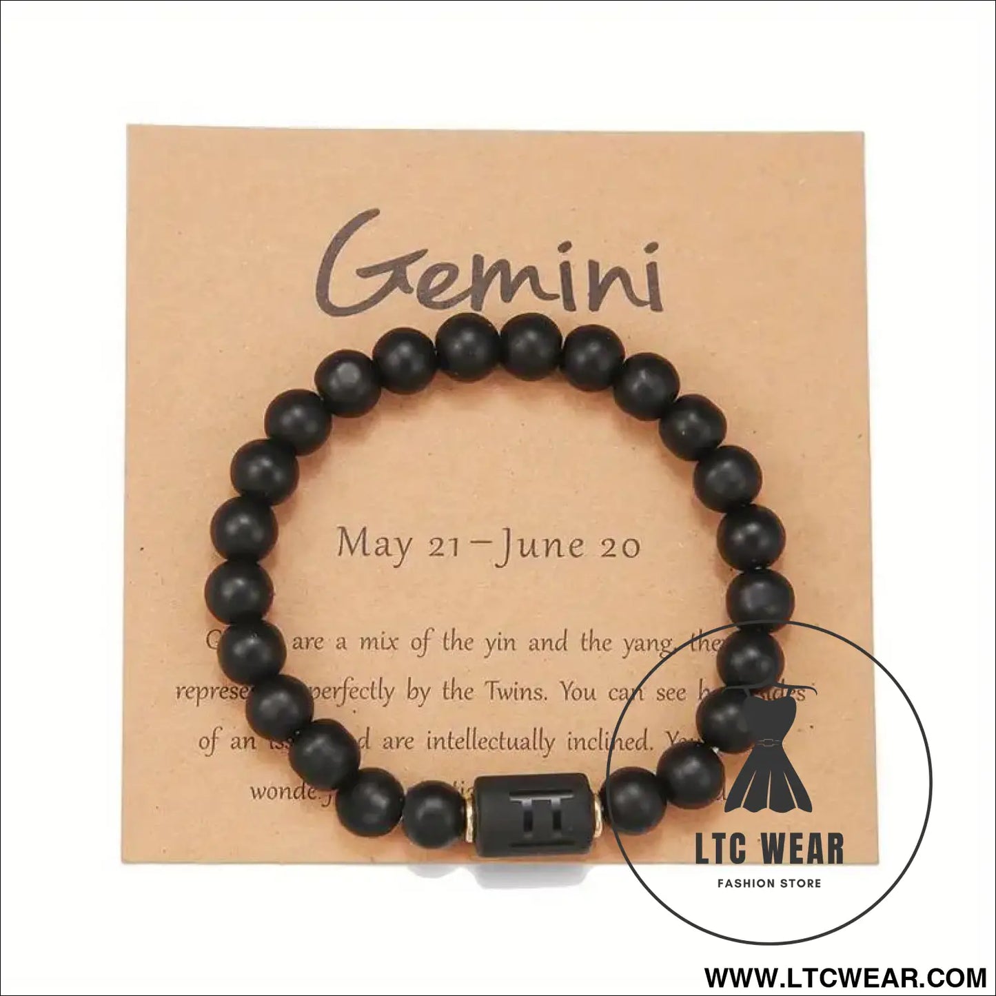 Natural stone beaded tiger eye picture stone bracelet zodiac bracelet - gemini (with card)