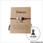 Natural stone beaded tiger eye picture stone bracelet zodiac bracelet - gemini zodiac (card style)