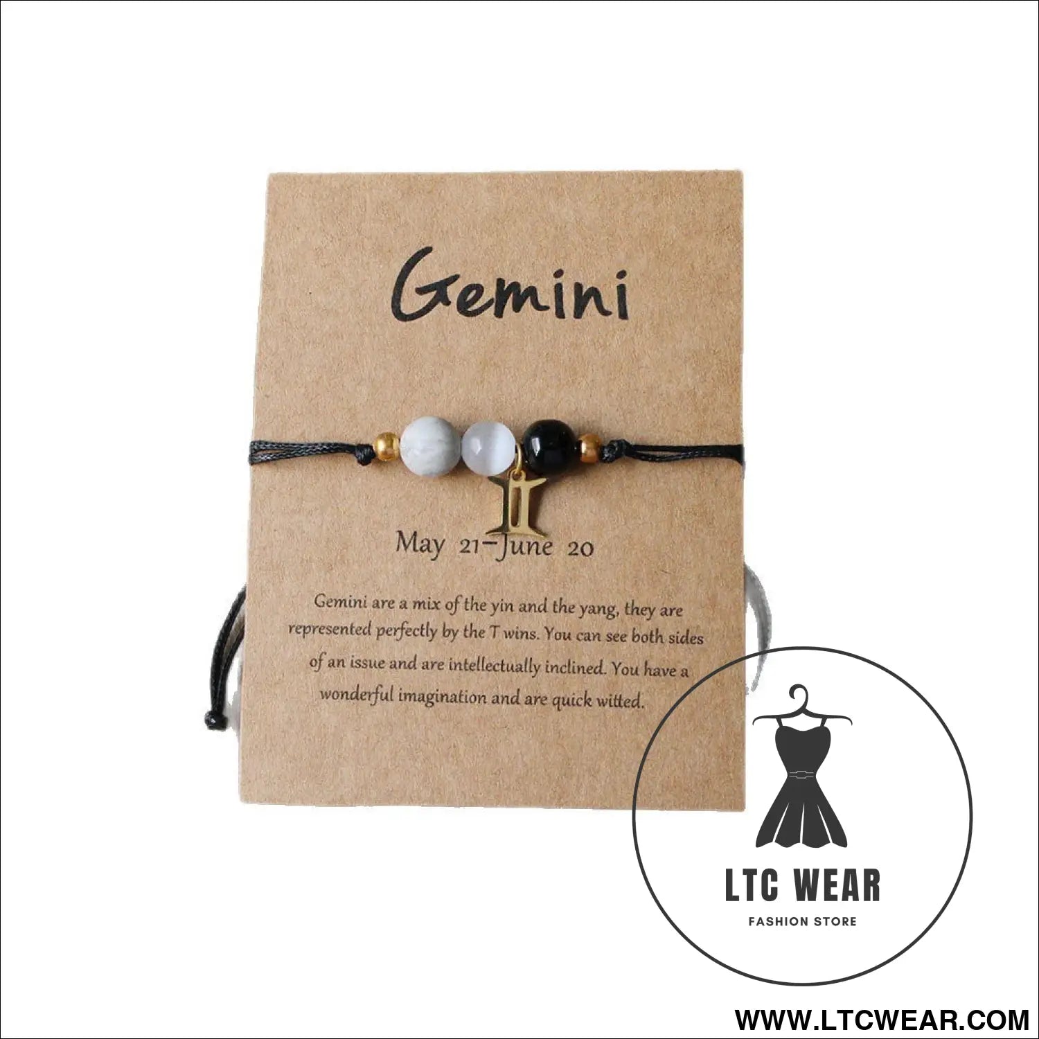 Natural stone beaded tiger eye picture stone bracelet zodiac bracelet - gemini zodiac (card style)