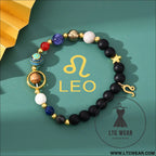 Natural stone beaded tiger eye picture stone bracelet zodiac bracelet - leo