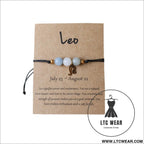 Natural stone beaded tiger eye picture stone bracelet zodiac bracelet - leo (card style)