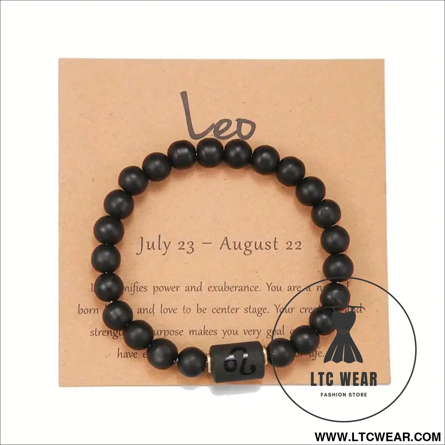 Natural stone beaded tiger eye picture stone bracelet zodiac bracelet - leo (with card)
