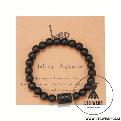 Natural stone beaded tiger eye picture stone bracelet zodiac bracelet - leo (with card)