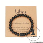 Natural stone beaded tiger eye picture stone bracelet zodiac bracelet - libra (with card)