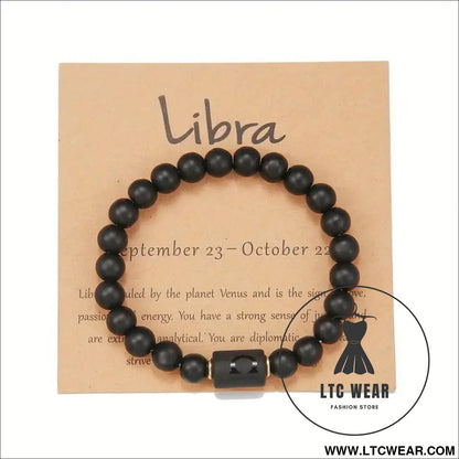 Natural stone beaded tiger eye picture stone bracelet zodiac bracelet - libra (with card)