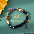 Natural stone beaded tiger eye picture stone bracelet zodiac bracelet - libra