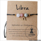 Natural stone beaded tiger eye picture stone bracelet zodiac bracelet - libra (card style)