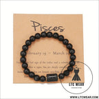 Natural stone beaded tiger eye picture stone bracelet zodiac bracelet - pisces (with card)
