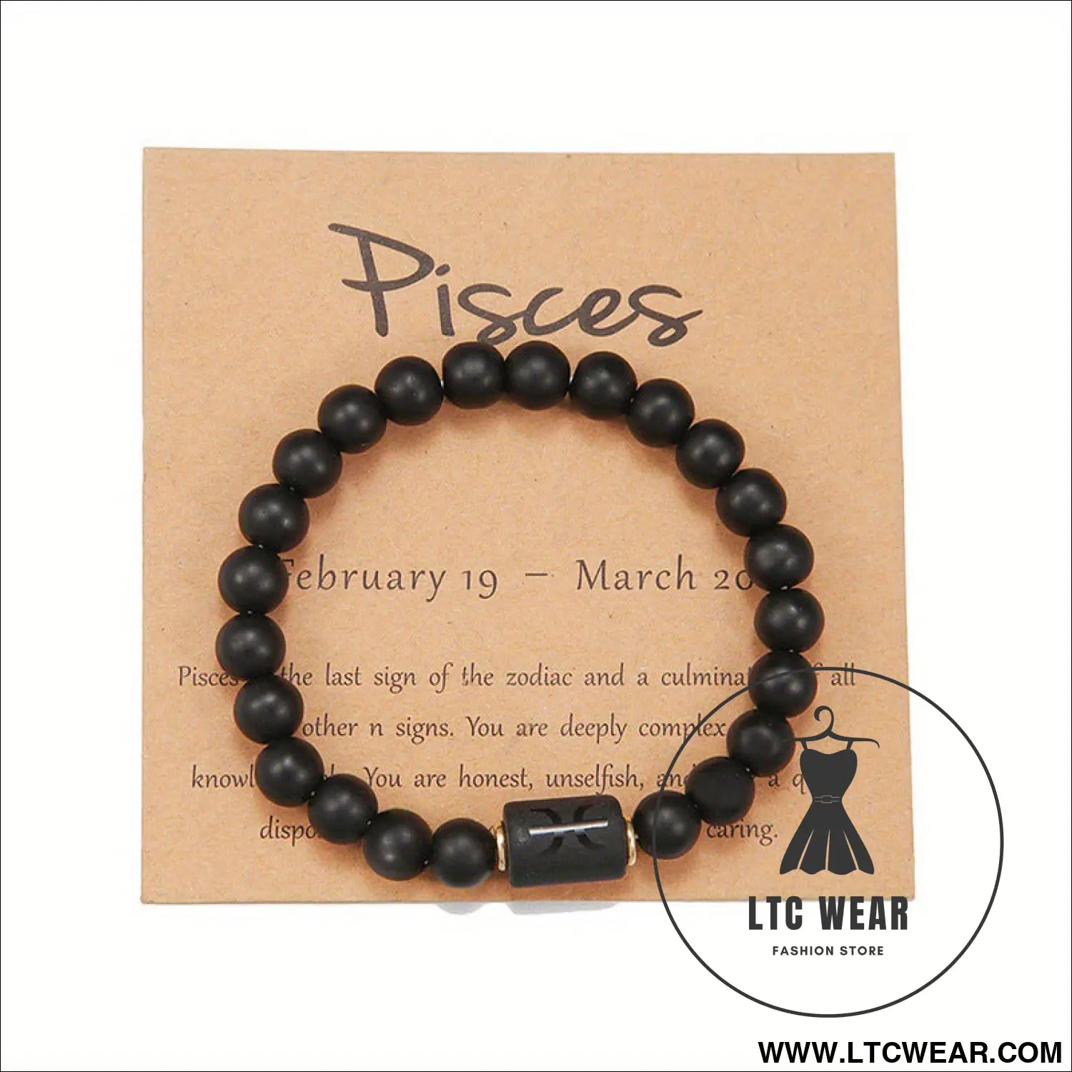 Natural stone beaded tiger eye picture stone bracelet zodiac bracelet - pisces (with card)