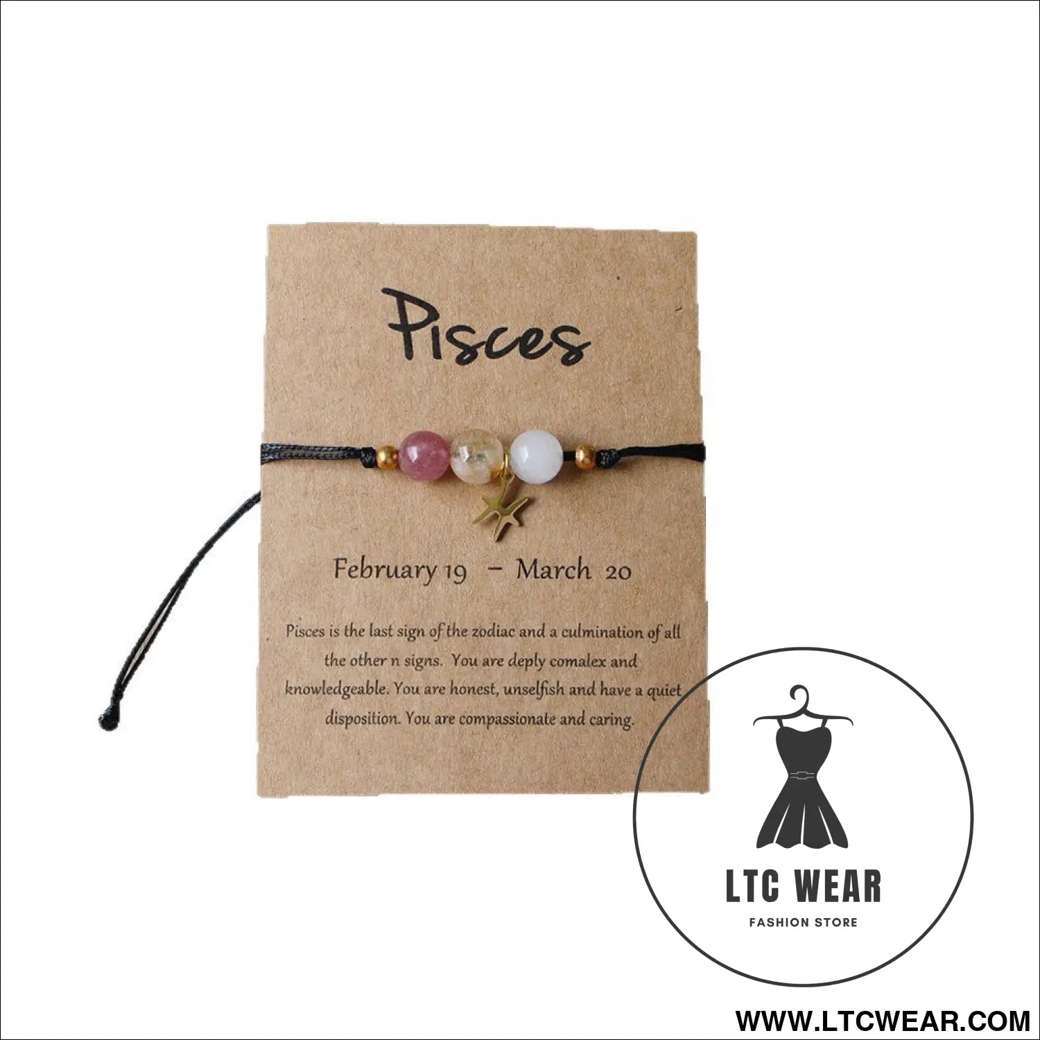 Natural stone beaded tiger eye picture stone bracelet zodiac bracelet - pisces (card style)
