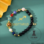 Natural stone beaded tiger eye picture stone bracelet zodiac bracelet - sagittarius