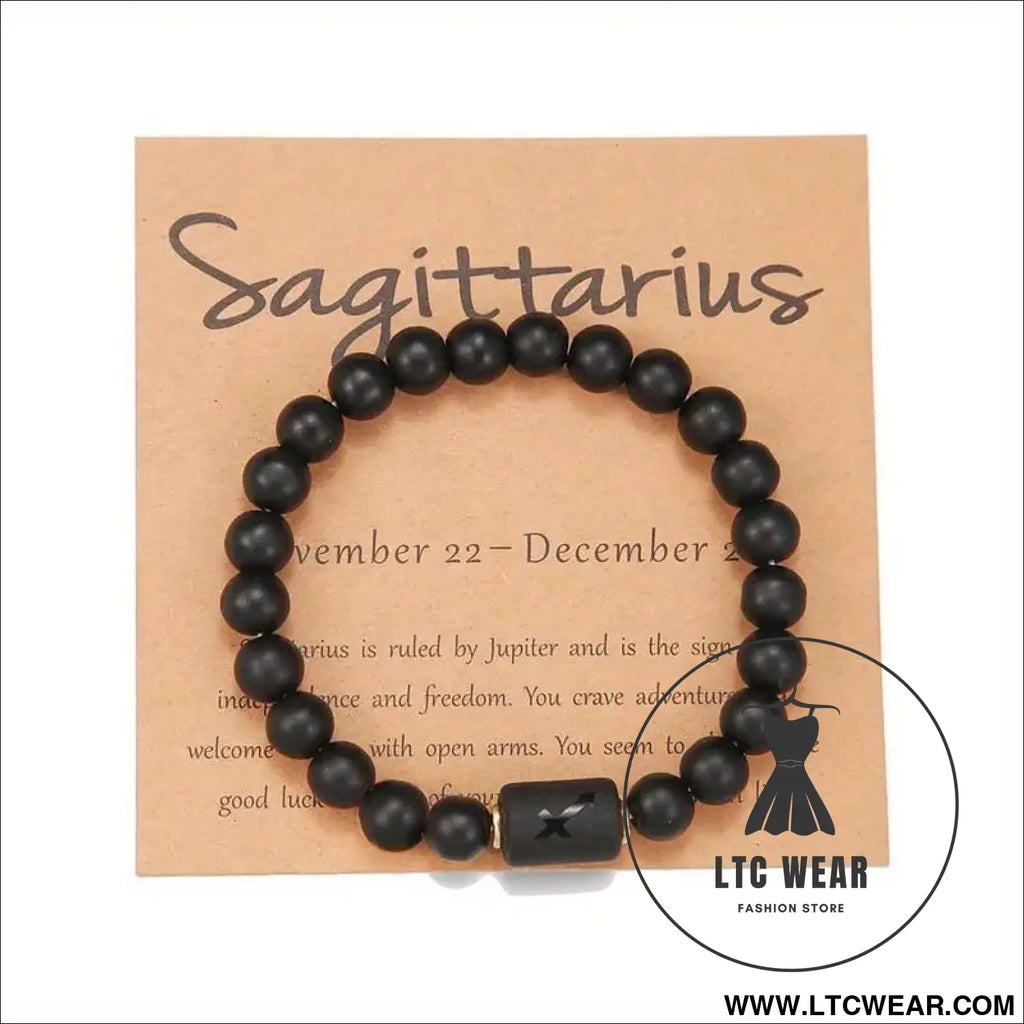 Natural stone beaded tiger eye picture stone bracelet zodiac bracelet - sagittarius (with card)