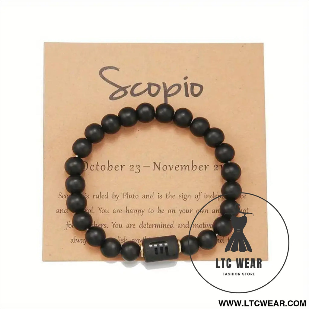 Natural stone beaded tiger eye picture stone bracelet zodiac bracelet - scorpio (with card)