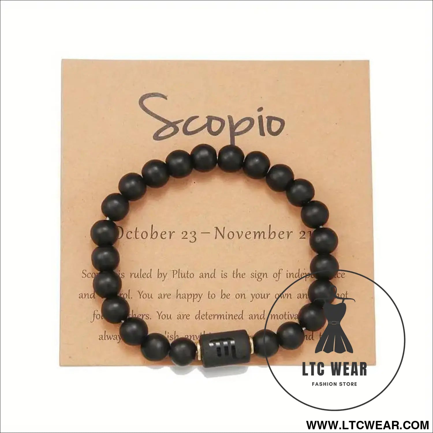 Natural stone beaded tiger eye picture stone bracelet zodiac bracelet - scorpio (with card)